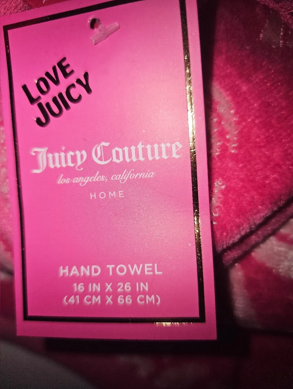 NWT! Juicy Couture 4 Piece Vibrant Pink Bath & Hand Towel Set! JC BOWS & LIPS